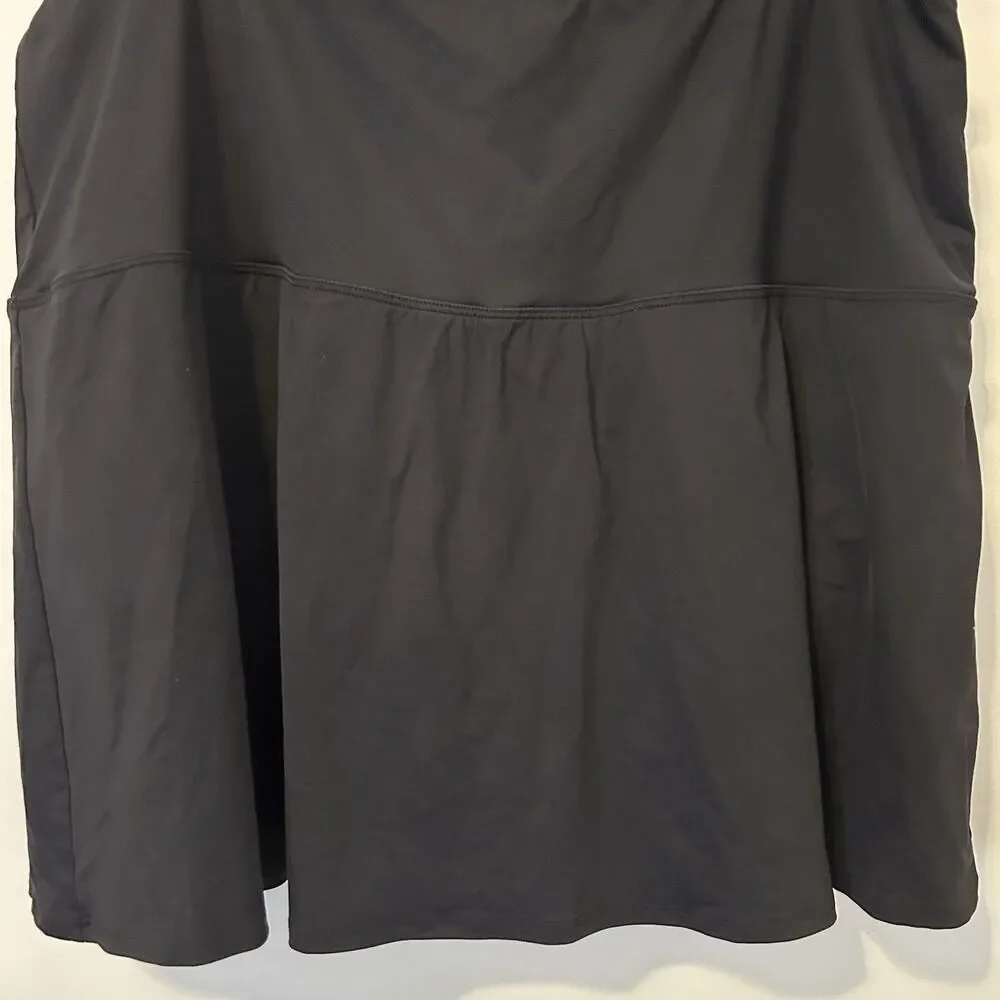 Lands' End Swim Skirt Skort Women Plus Size 24W Black Built in Brief Beach